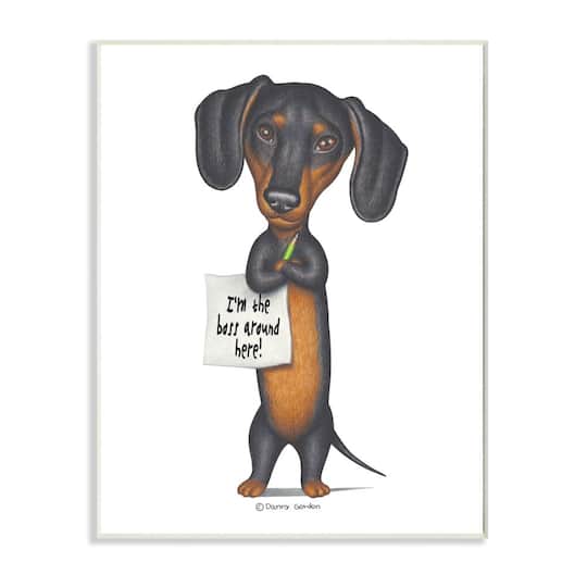 Stupell Industries Dachshund 'I'm The Boss' Fun Family Pet Phrase Wood Wall Plaque